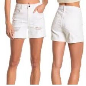 L'AGENCE White Balboa Distressed
Double Roll Cuffed Shorts Size 25 NWT